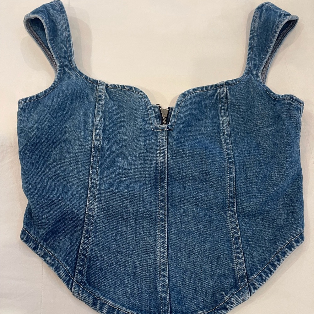 Mara Hoffman Blue Denim Crop Top - Picture 3 of 3
